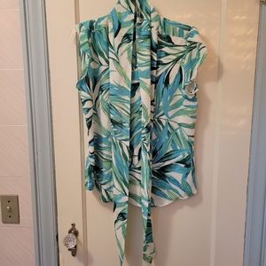 Leaves 🍃 Print Tie Front Blouse👚